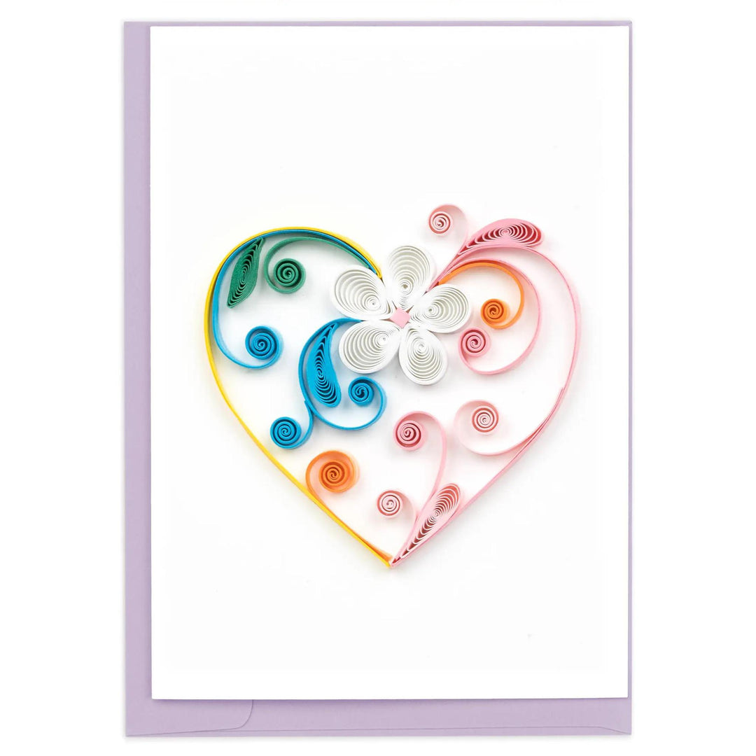Colorful heart gift enclosure quilling card