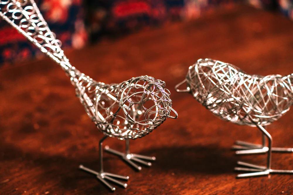 Silver Metal Wire Bird