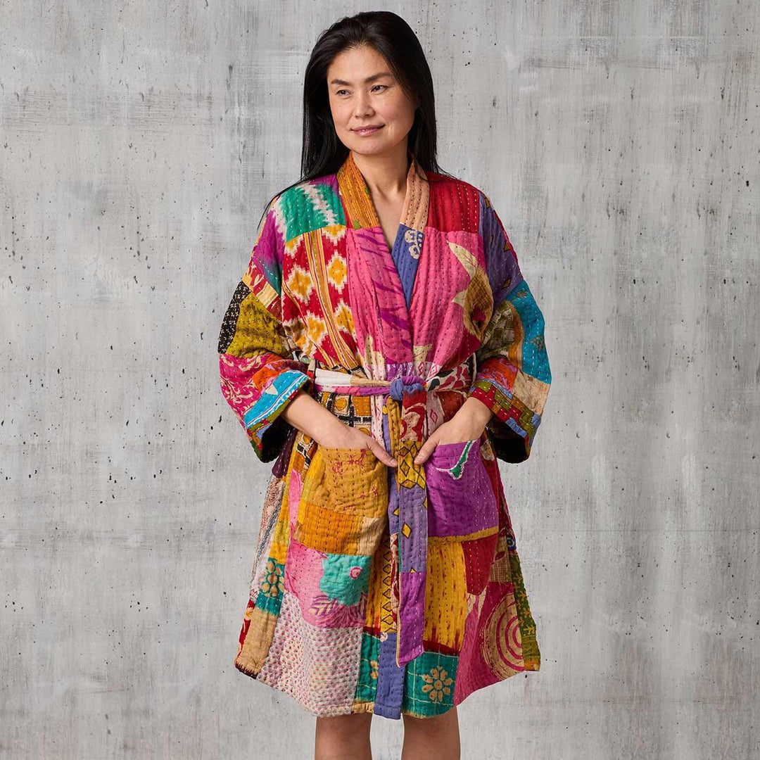 Upcycled Sari Patchwork Robe