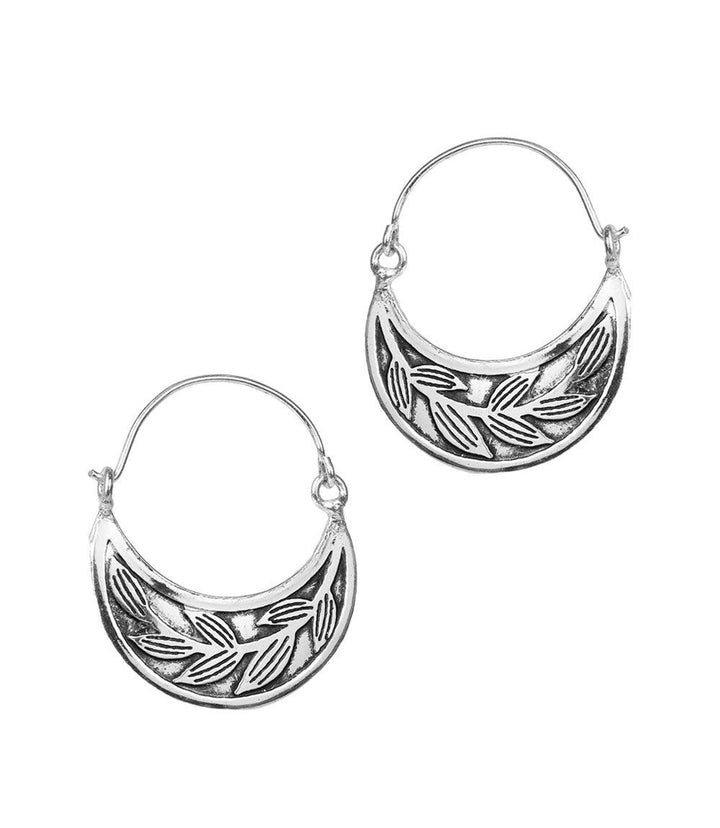 Patra Leaf Hoop Earrings