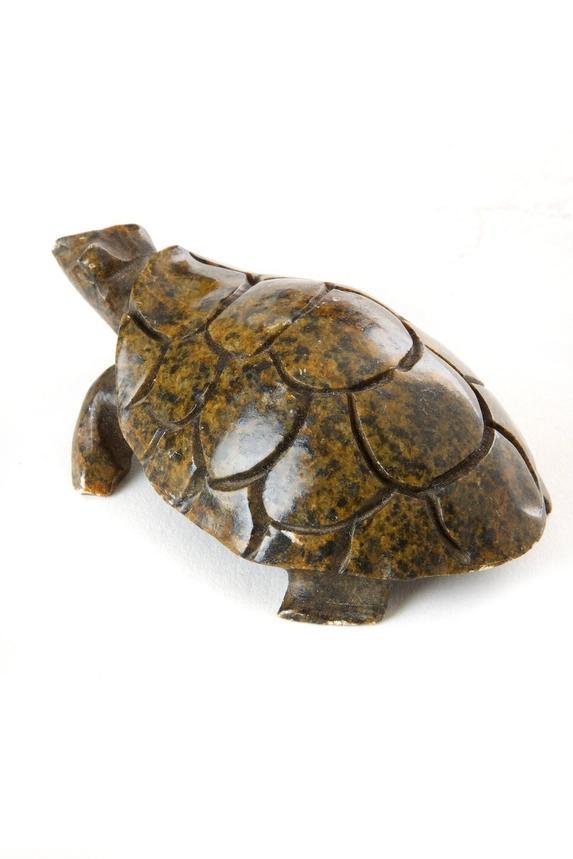 Carved Stone Box Turtle Sculpture