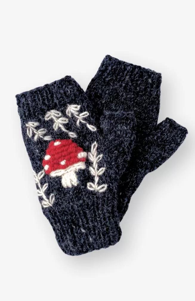 Mushroom Knit Fingerless Handwarmers