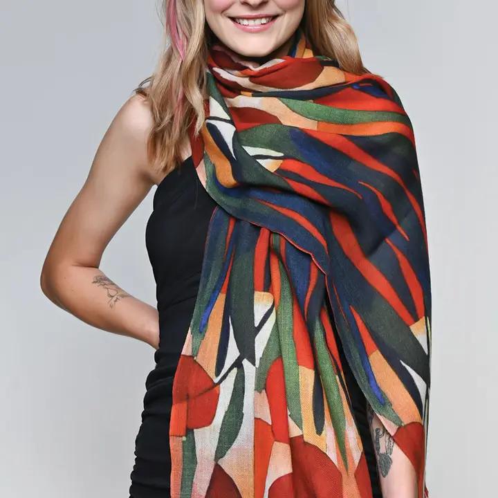 Tulip Scarf Burgundy & Green