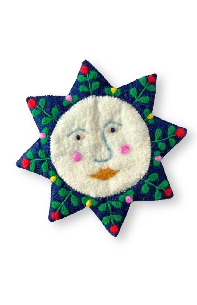 Felted Wool Sun with Face Trivet