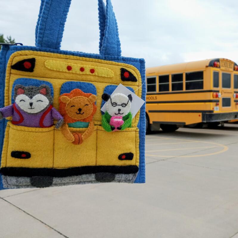 Finger Puppet Bag School Bus