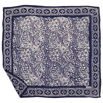 indigo and white bandana on a white background