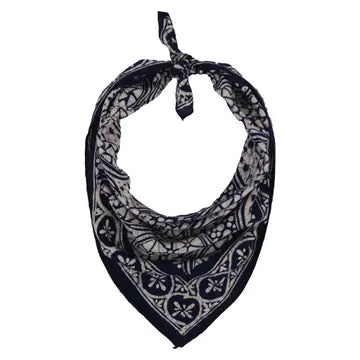 indigo and white bandana on a white background