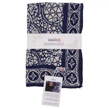 indigo and white bandana on a white background