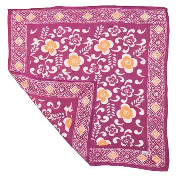 Floral patterned bandana with pink background