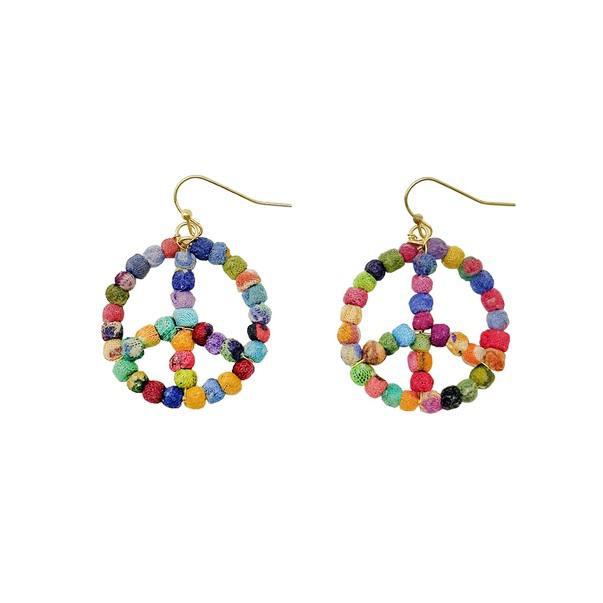 Kantha Peace Symbol Earrings