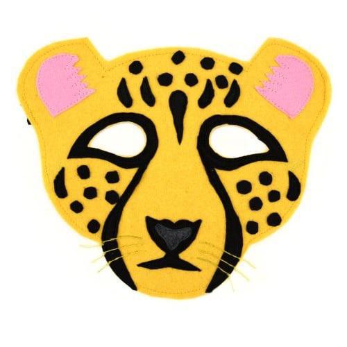 cheetah felt play mask on white background