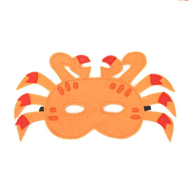 Orange crab mask with red accents on a white background