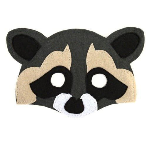 raccoon felt play mask on white background