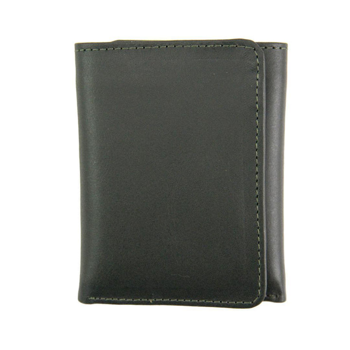 green leather wallet on a white background