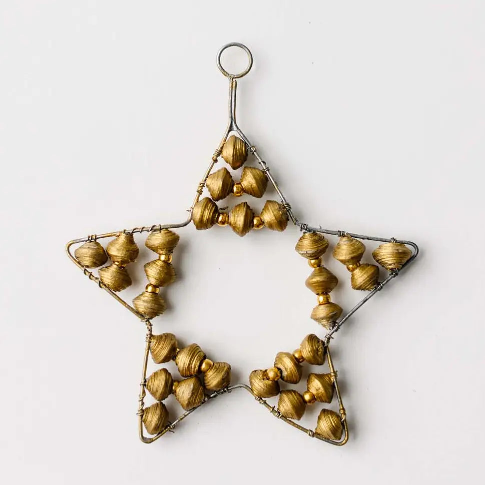 Star Paper Bead Ornament Gold