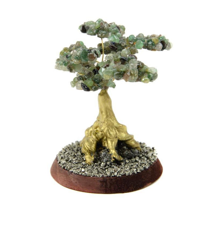 A decorative Jade stone tree with a circular base.  
