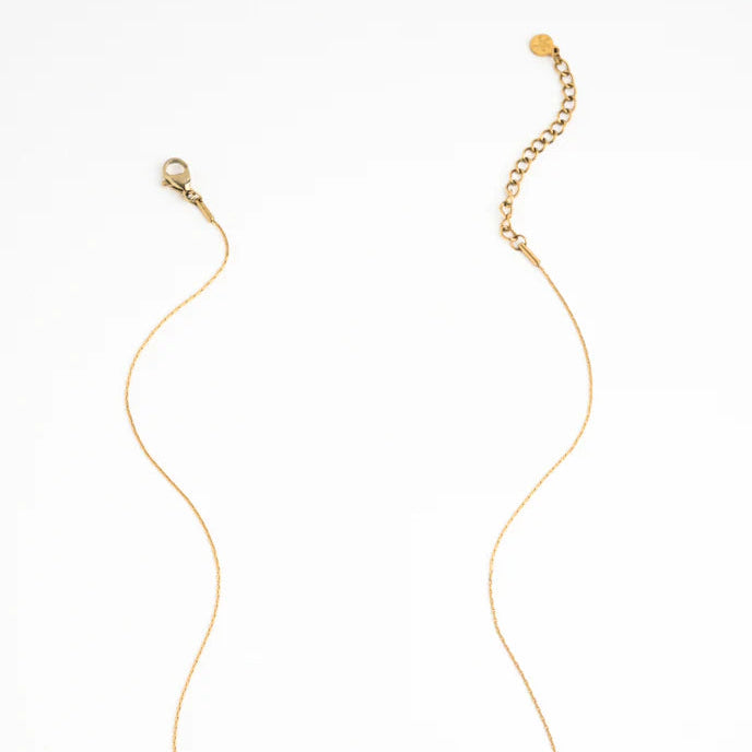 Gold necklace with extenders white background