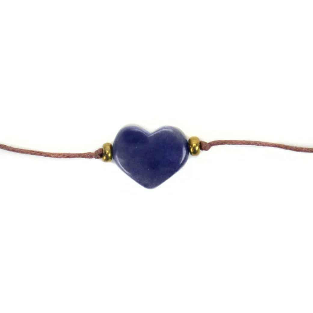a blue tagua nut heart bracelet