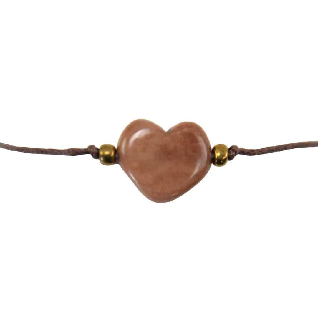 a brown tagua nut heart bracelet
