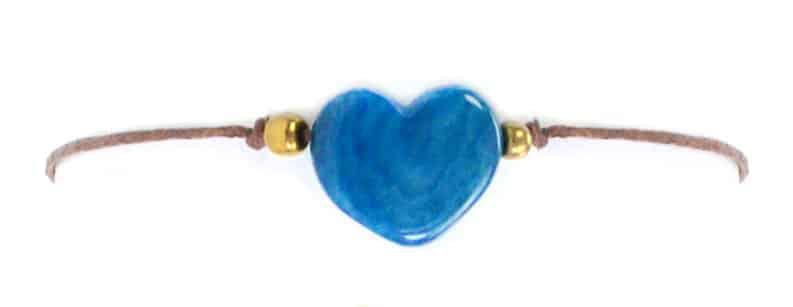a blue tagua heart bracelet