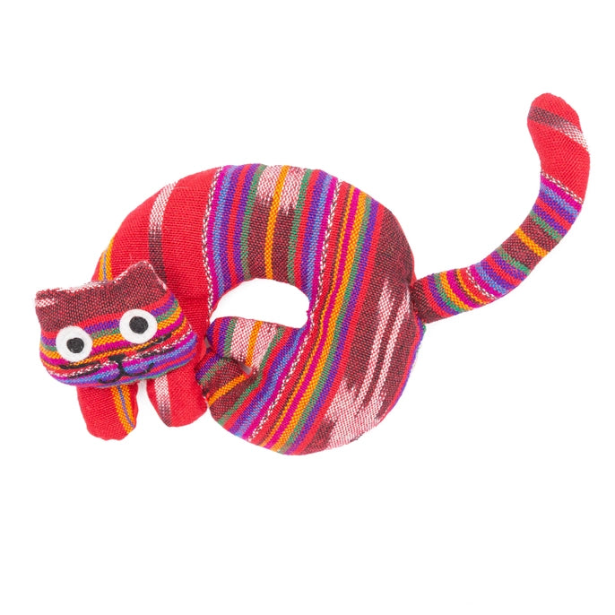 Colorful cat trivet on a white background