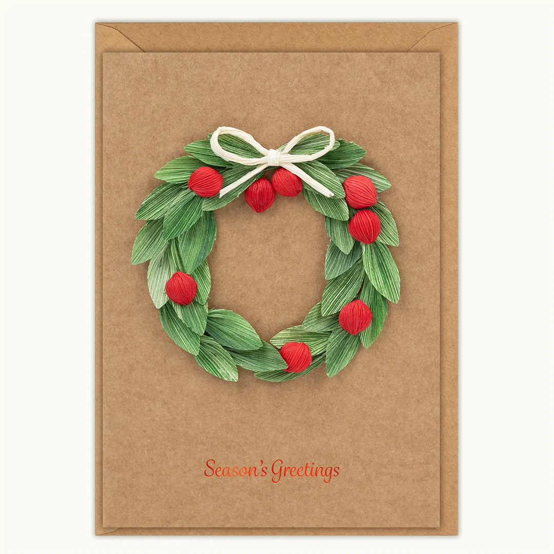 Holiday Wreath Cornhusk Card