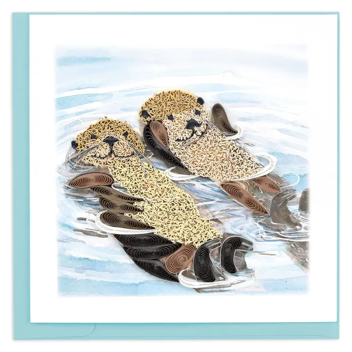 Quilling Card Hugging Otters