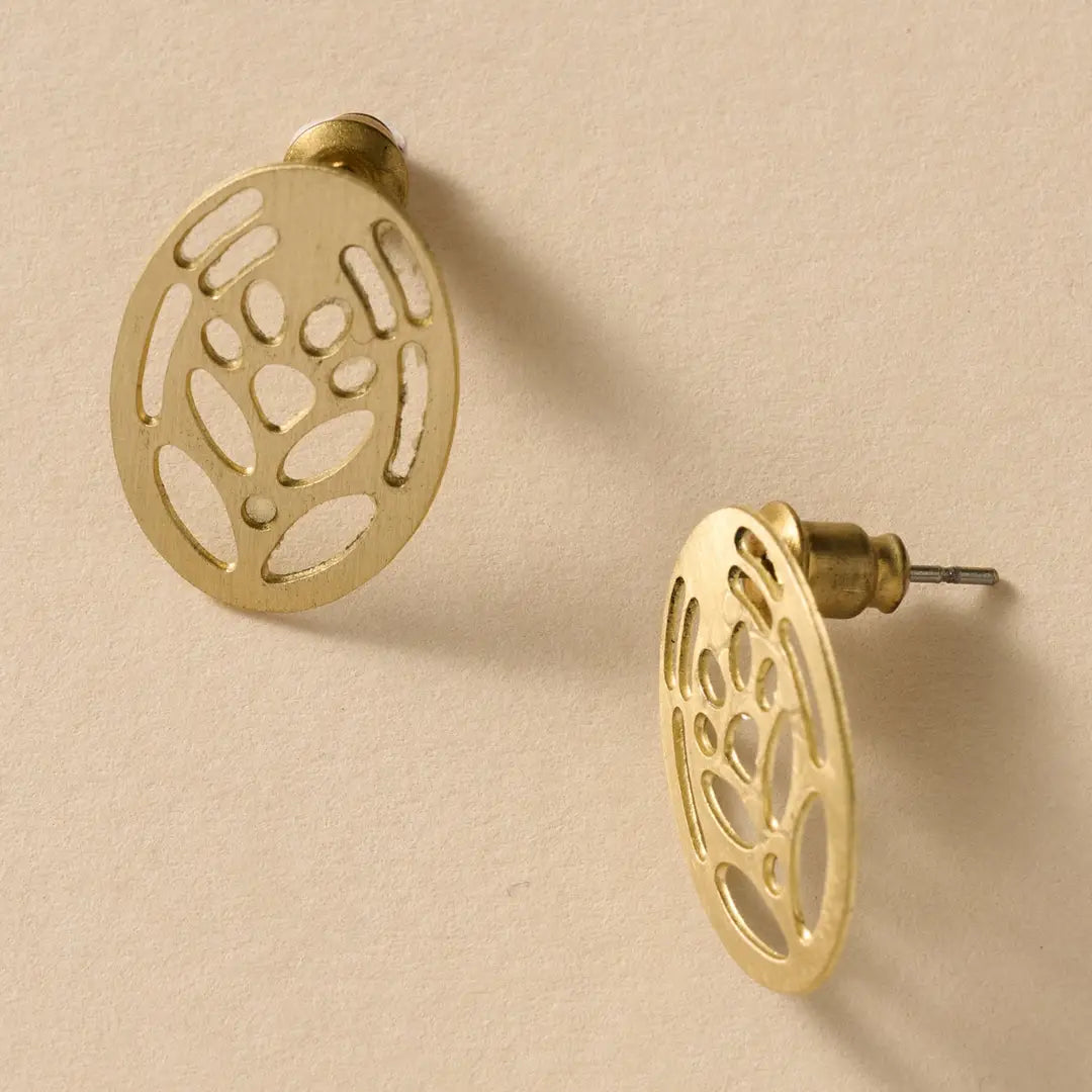 Punched Brass Post Earrings