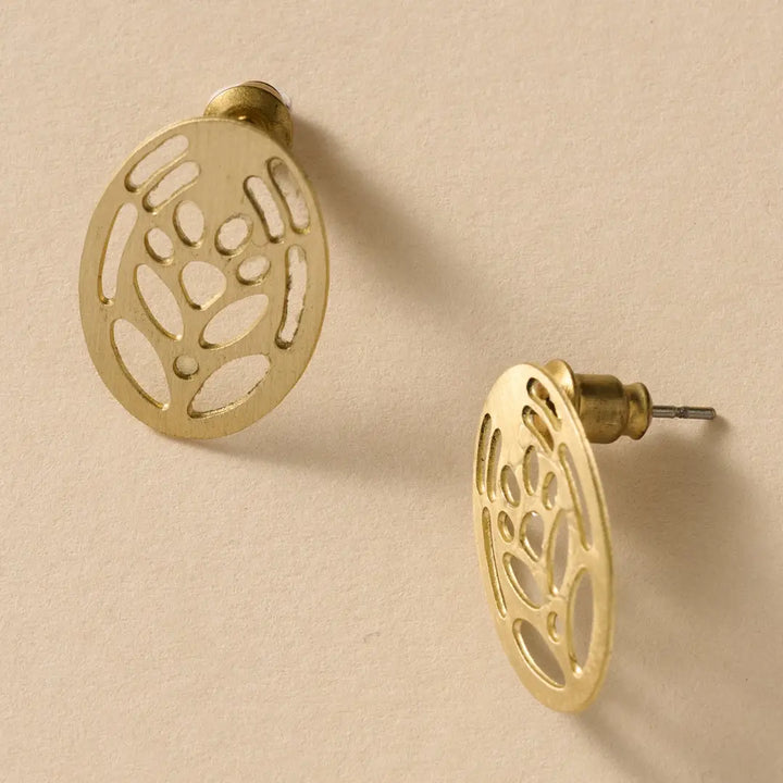 Punched Brass Post Earrings