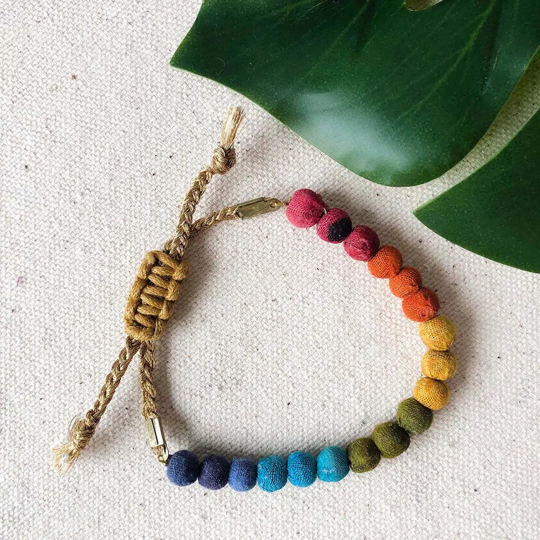 Sari bead slide bracelet multicolor