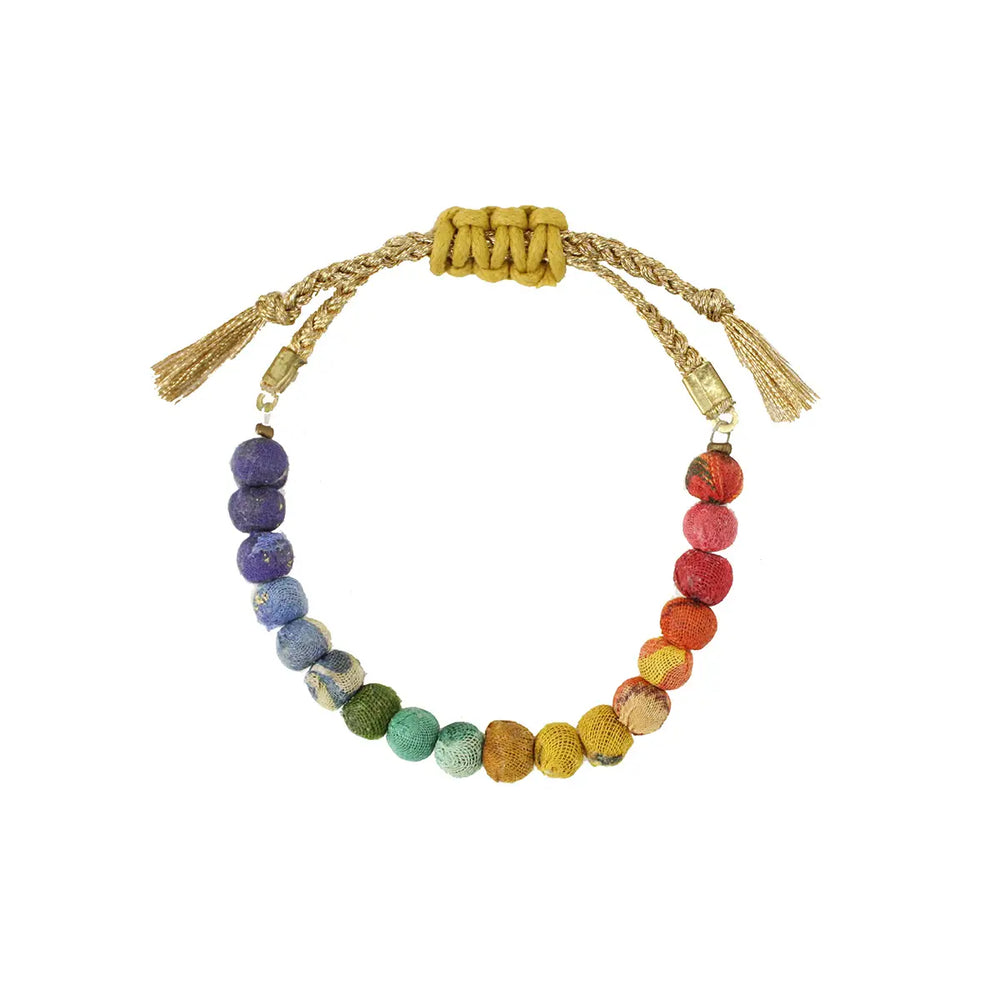 Kantha gilded slide bracelet multicolor