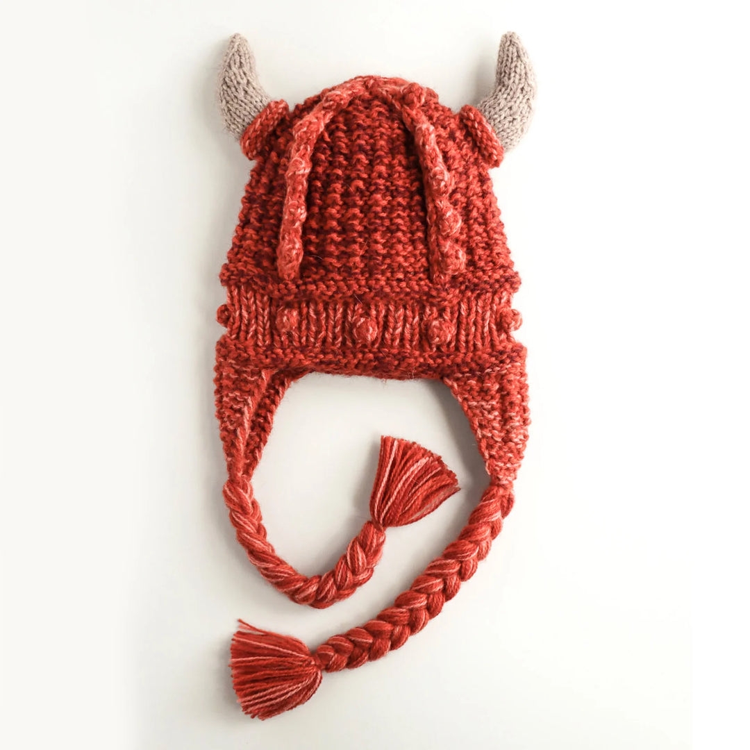 a kids lady viking winter hat on a white background