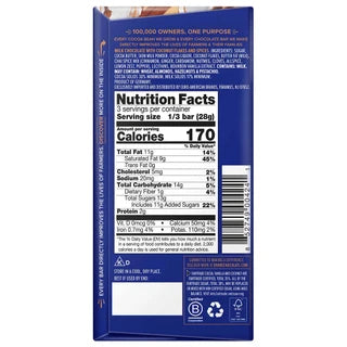 A divine chai spice and coconut bar nutritional facts on a white background