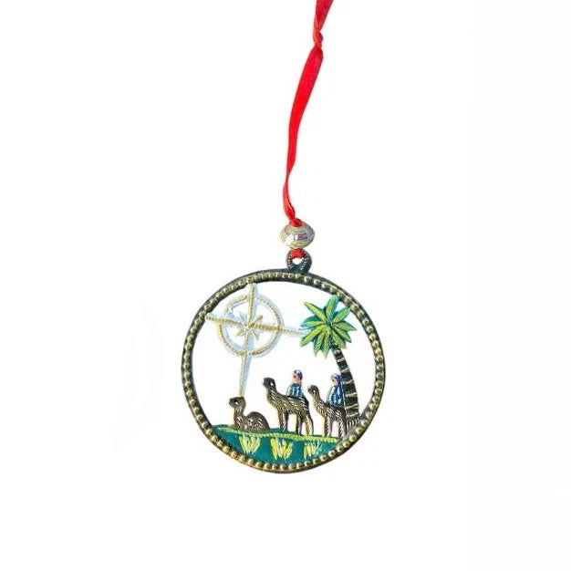 Painted Nativity Metal Art Ornament