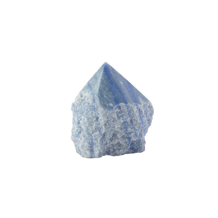 blue quartz crystal on a white background