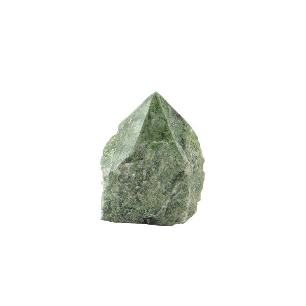 Green crystal on a white background