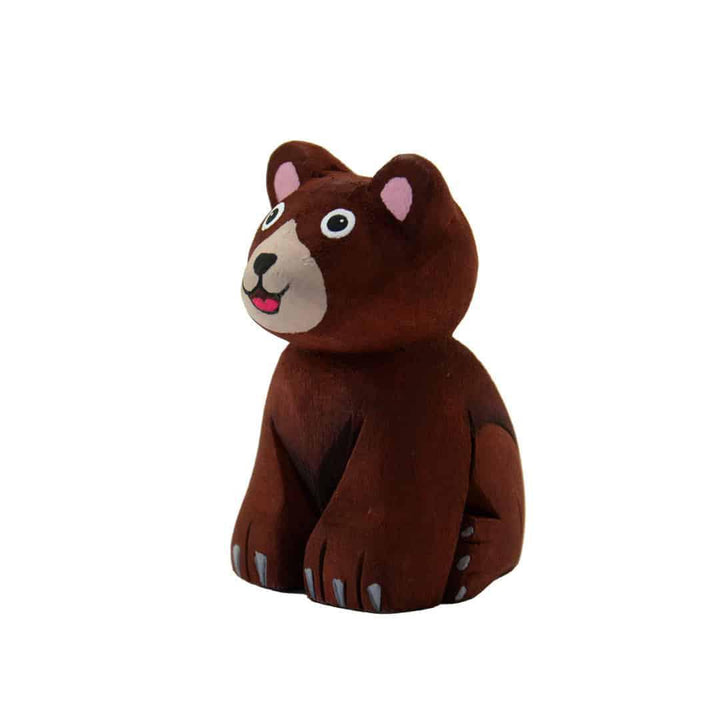 a painted balsa wood brown bear