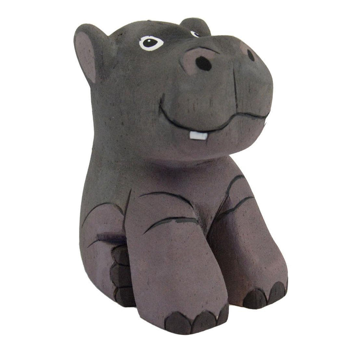 painted balsa wood hippo