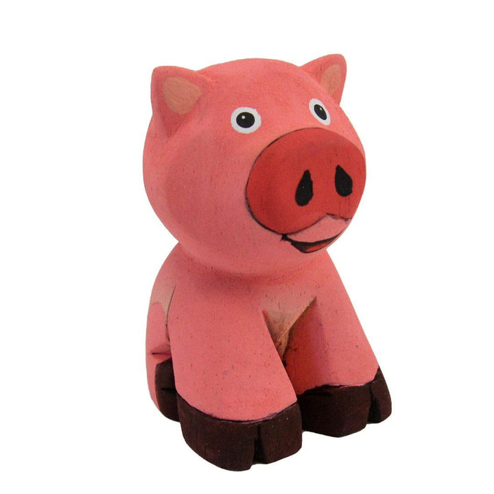painted balsa wood pig
