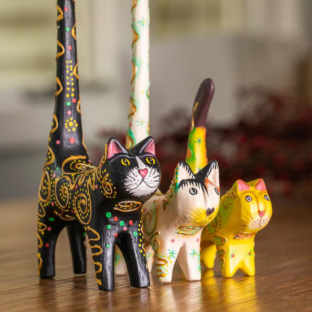 Set of 3 painted party cats