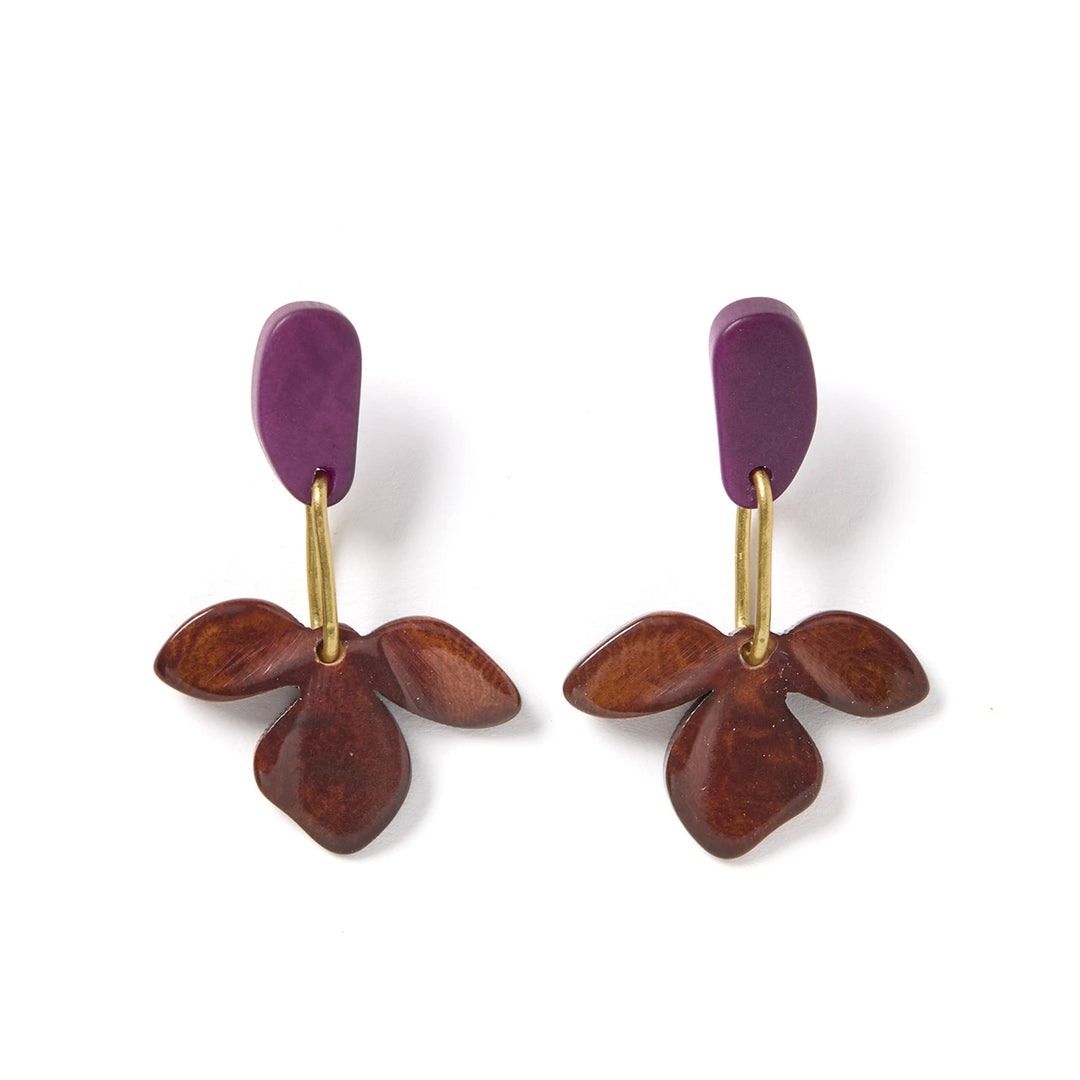 Tagua earrings that look like flower petals