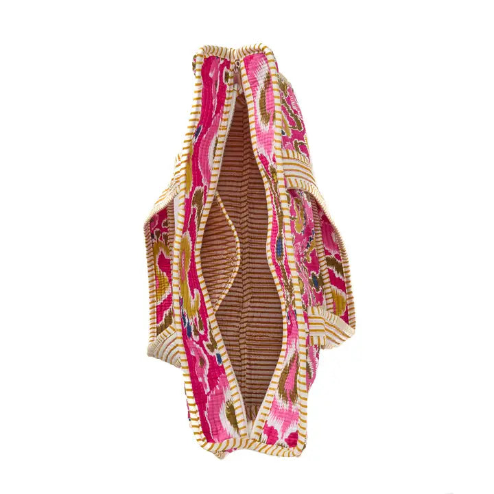 Colorful tote with a pattern on a white background