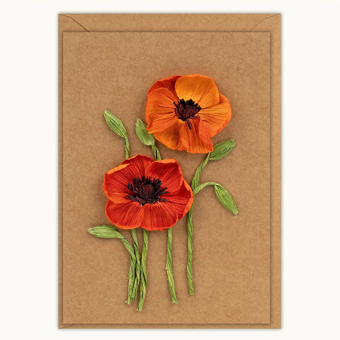 Poppies Cornhusk Card