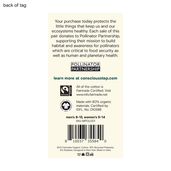 sock label with Pollinator Parnership