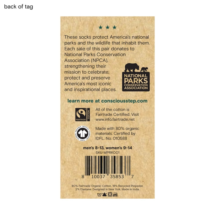 Conscious Step label with National Parks Conservation association