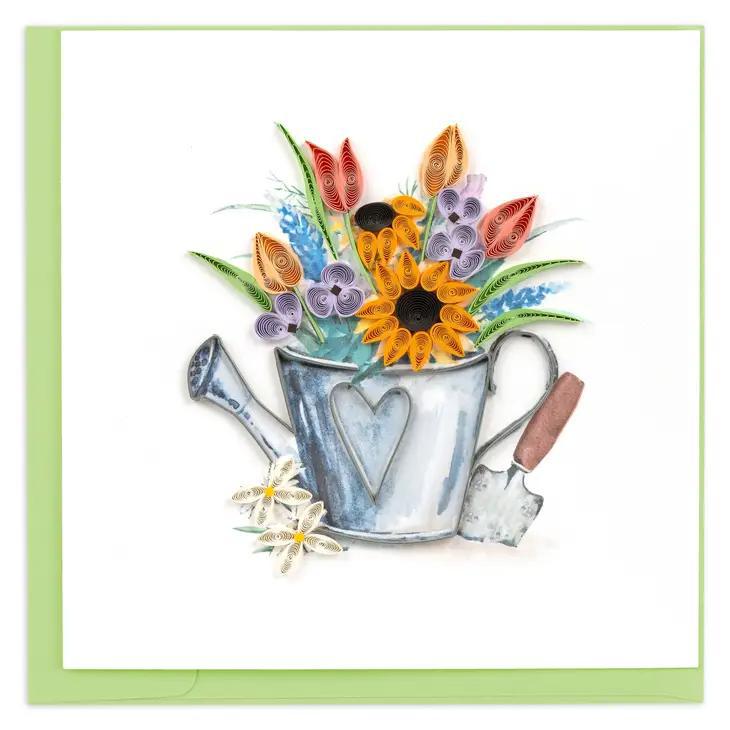 Quilling card with a garden watering can
