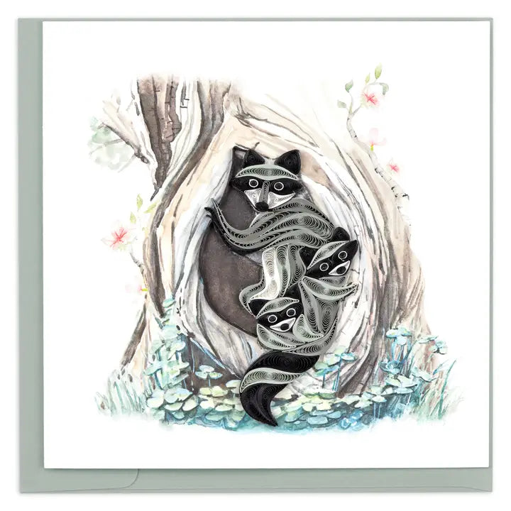 three raccoons in a hole of a tree