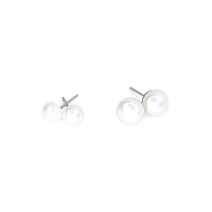 5 mm pearl stud earrings with silver metal. 