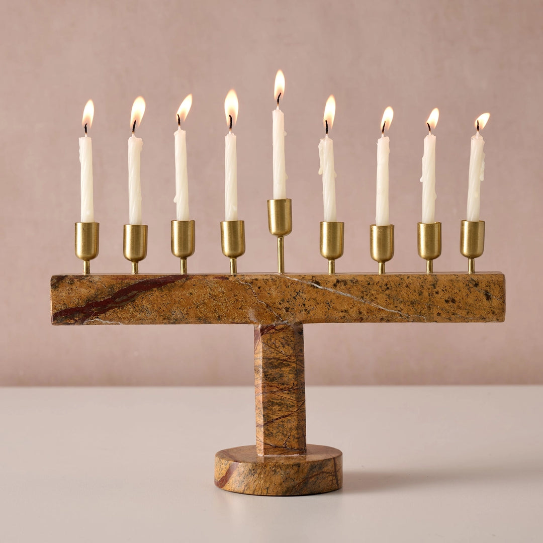 Roshanee Stone & Brass Menorah