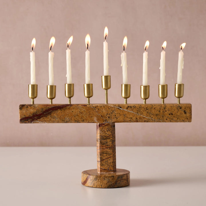 Roshanee Stone & Brass Menorah